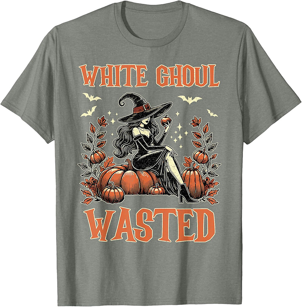 White Ghoul Wasted Halloween T-Shirt