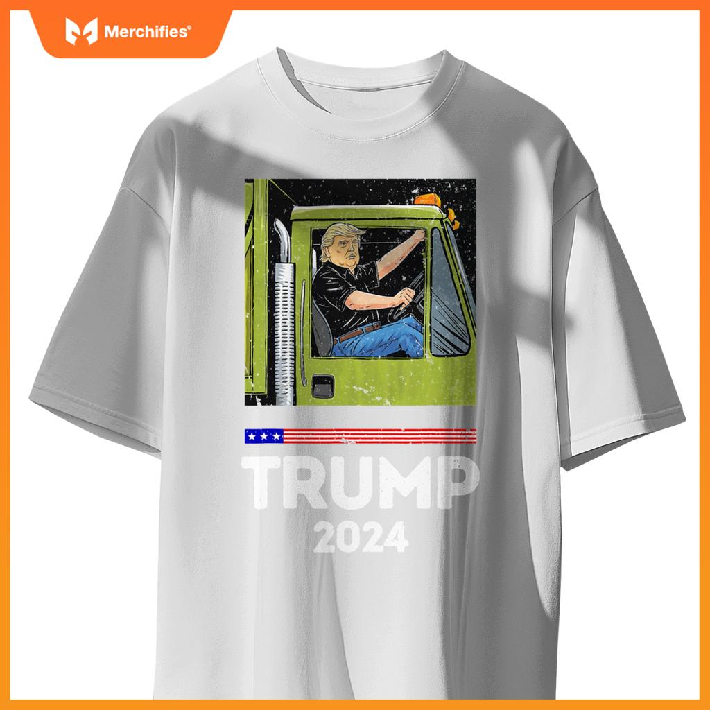 Funny Trump Driving Garbage Truck - Team Garbage T-Shirt