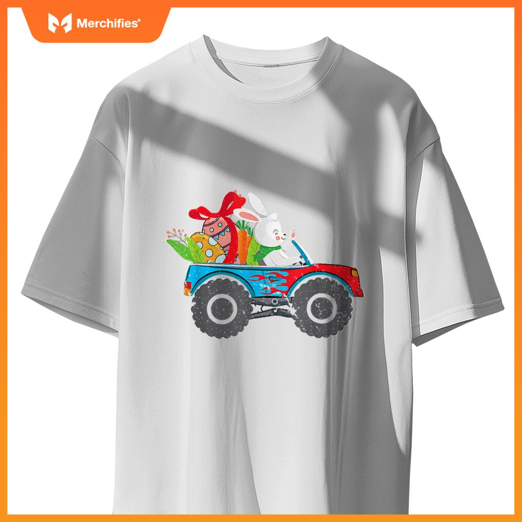 Kids Easter Rabbit Riding Monster Truck  Boys Girls T-Shirt