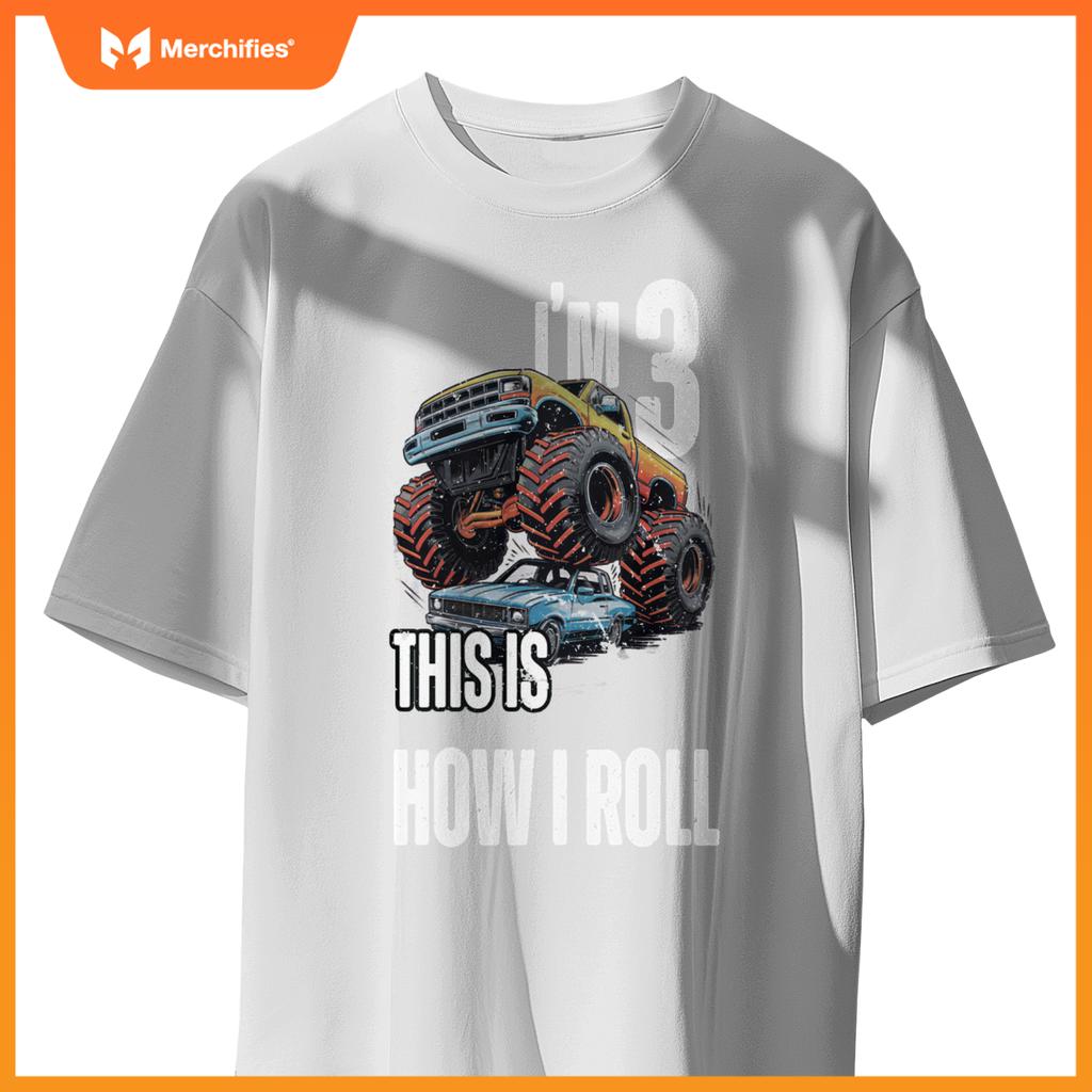 Monster Truck 3 Year Old Toddlers Boy 3rd Birthday Party Car T-Shirt