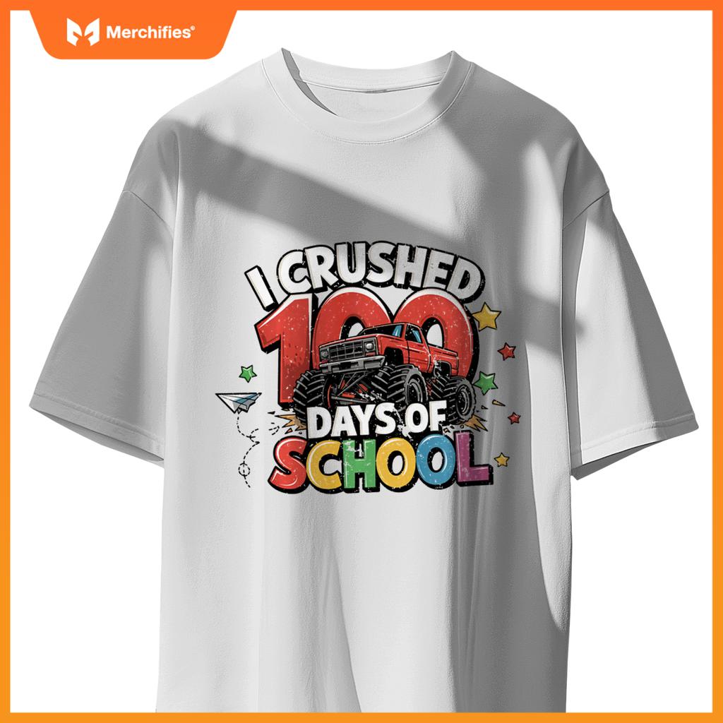 I Crushed 100 Days of School - Fun Monster Truck T-Shirt