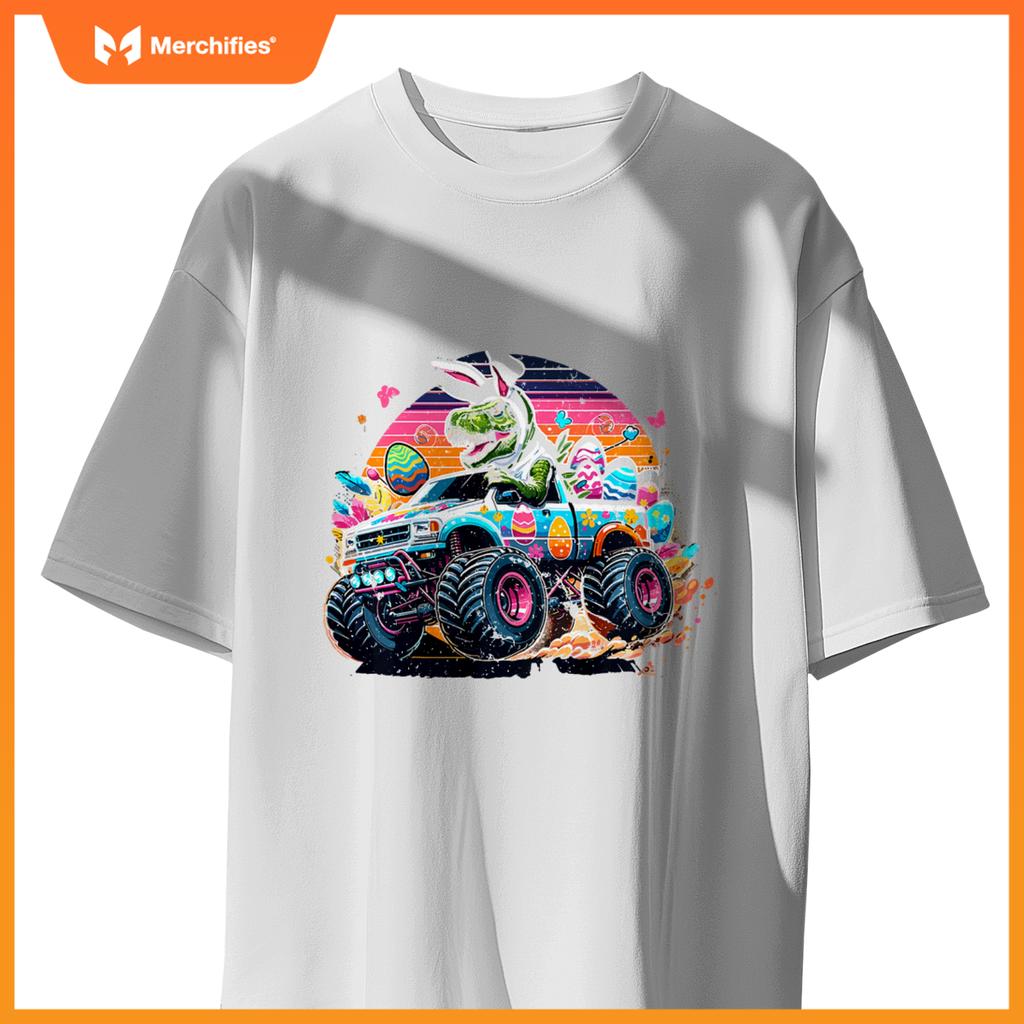 Kids Easter S Boys T Rex Dinosaur Rabbit Truck Toddler Boy T-Shirt