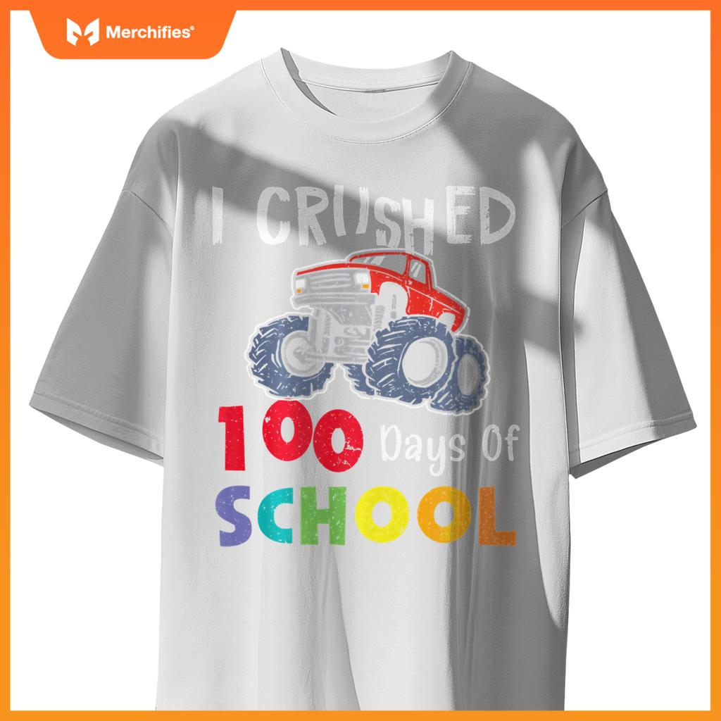 I Crushed 100 Days Of School Monster Truck Kids T-Shirt