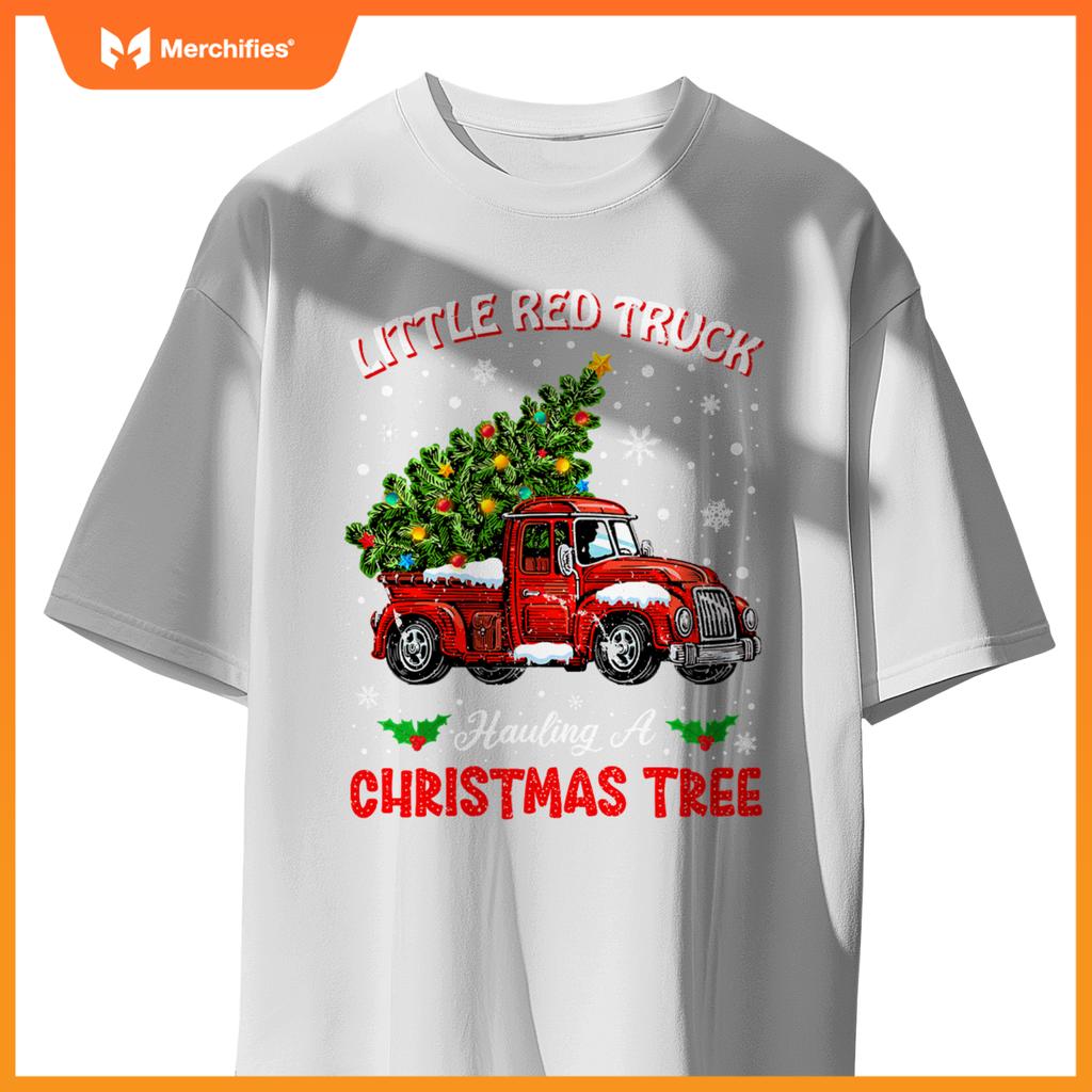 Little Red Truck Hauling A Christmas Tree T-Shirt
