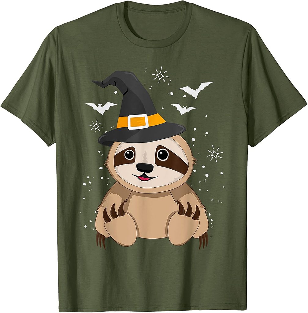 Witch Sloth Halloween Trick Treat Costume Outfit Kids Boys T-Shirt