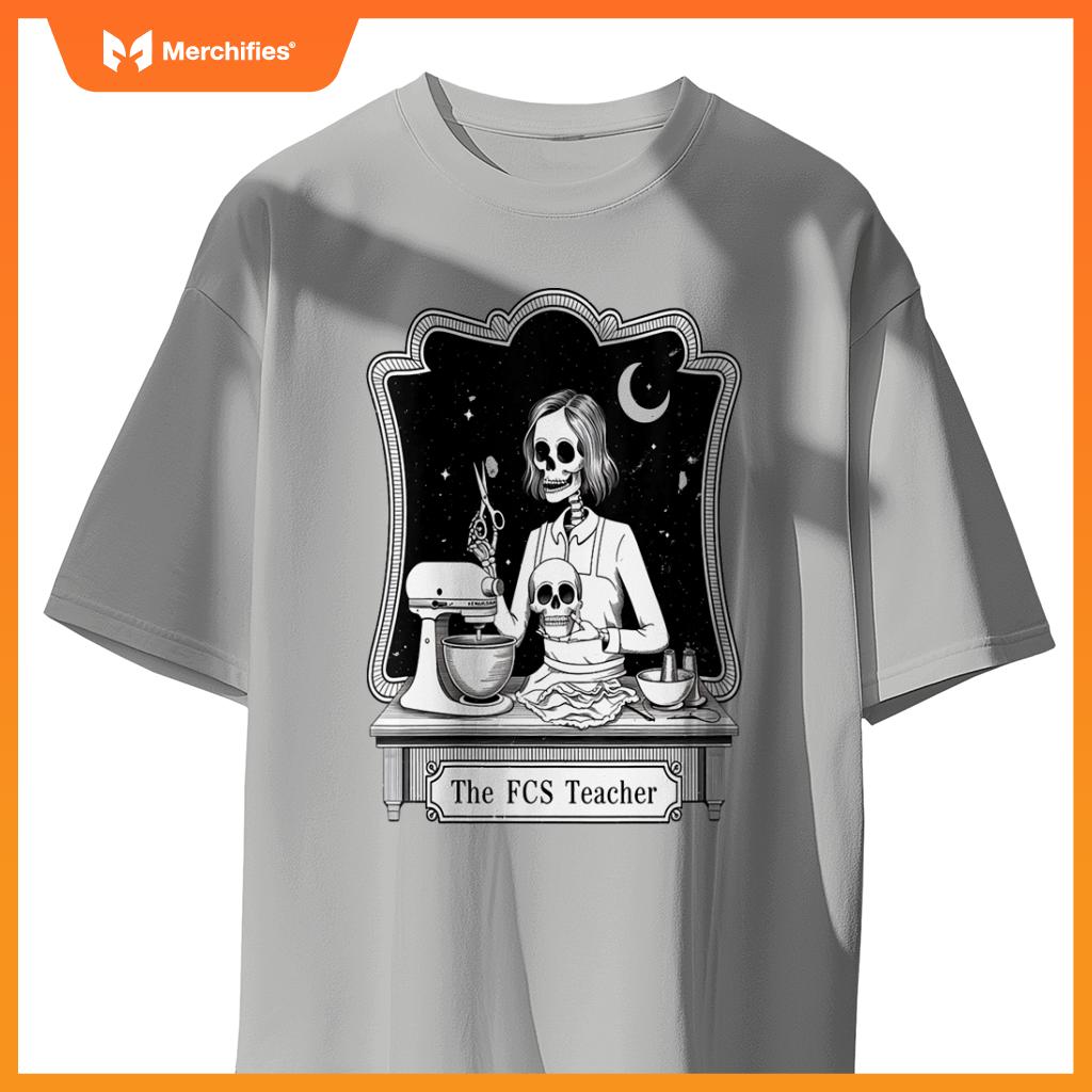 Womens Funny FCS Teacher Skeleton Halloween Baking Humor