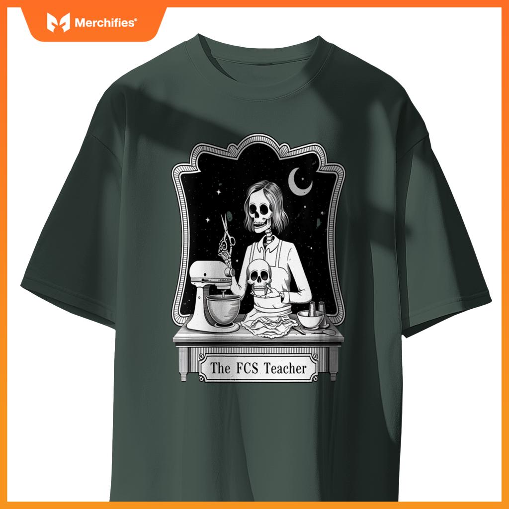 Womens Funny FCS Teacher Skeleton Halloween Baking Humor