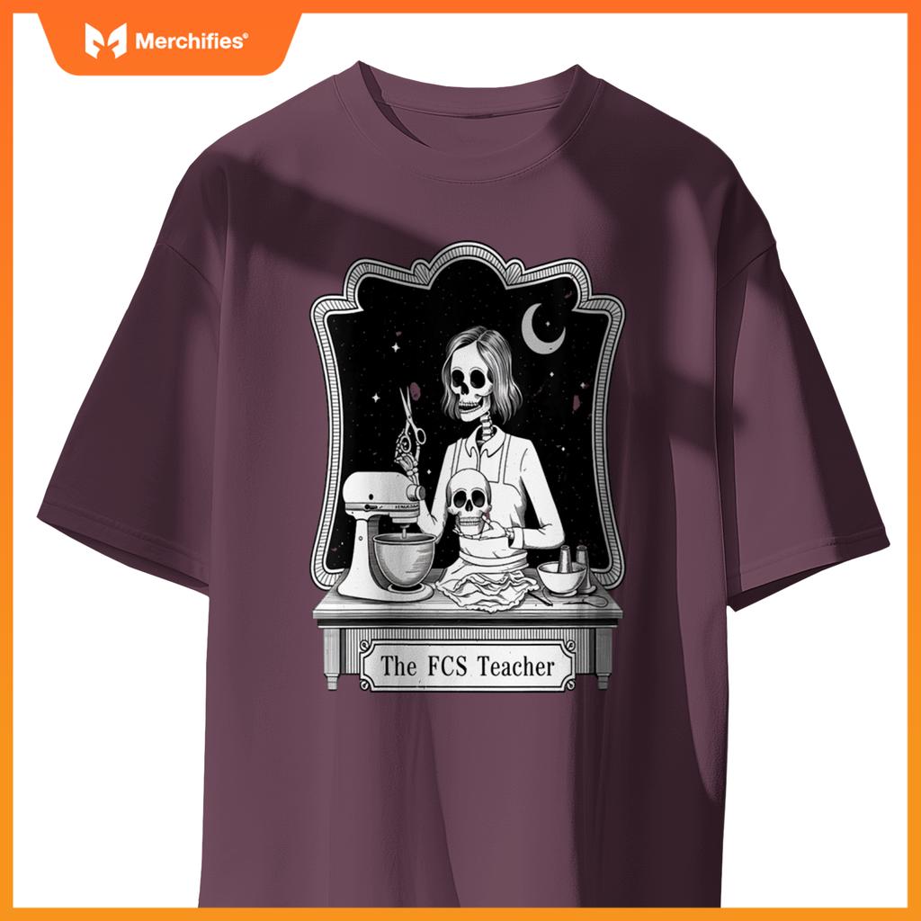 Womens Funny FCS Teacher Skeleton Halloween Baking Humor