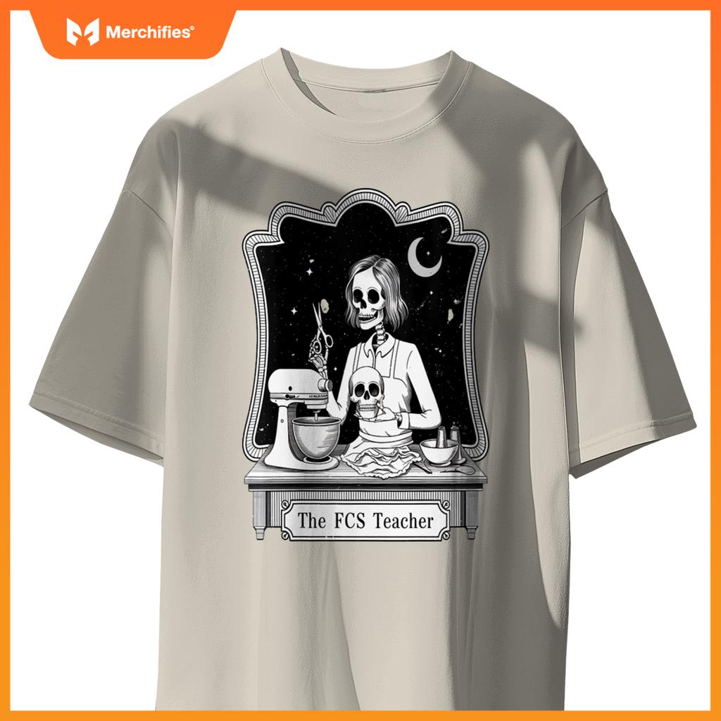 Womens Funny FCS Teacher Skeleton Halloween Baking Humor