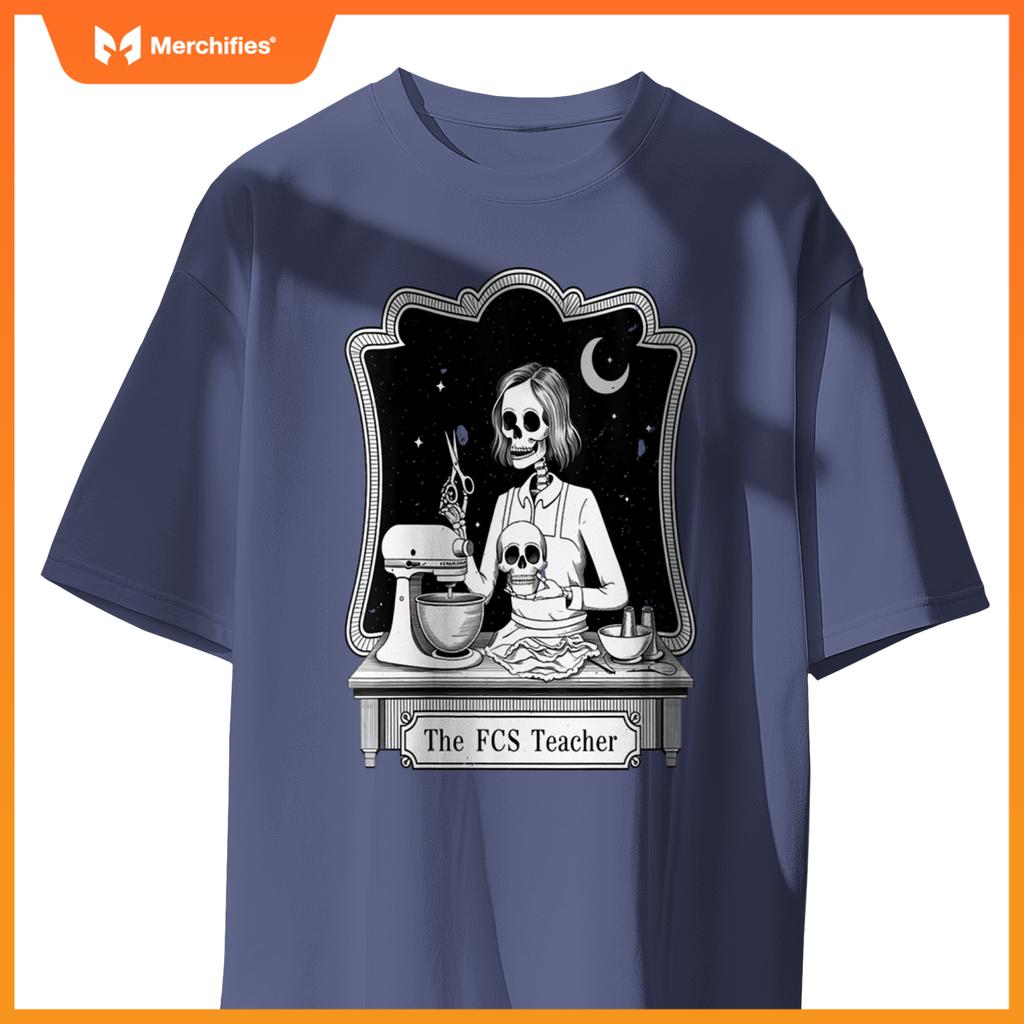 Womens Funny FCS Teacher Skeleton Halloween Baking Humor