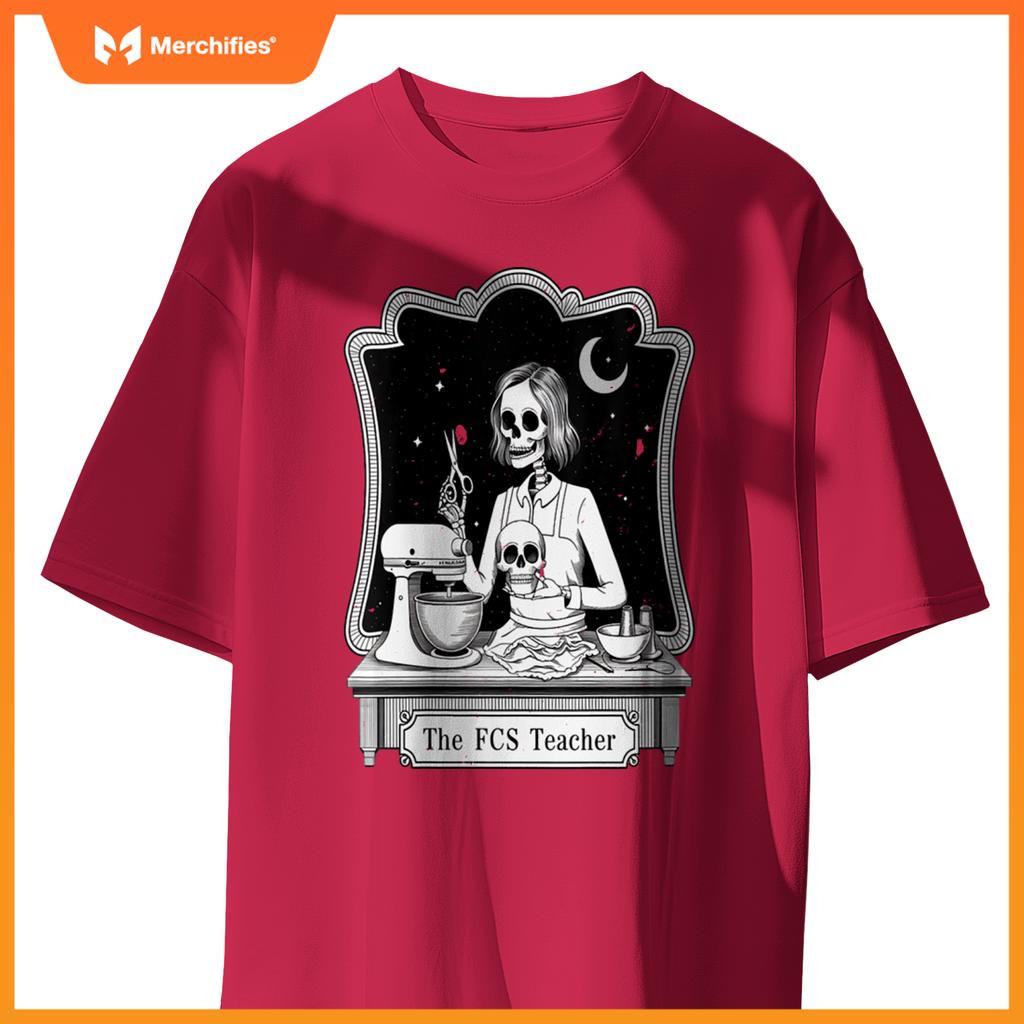 Womens Funny FCS Teacher Skeleton Halloween Baking Humor