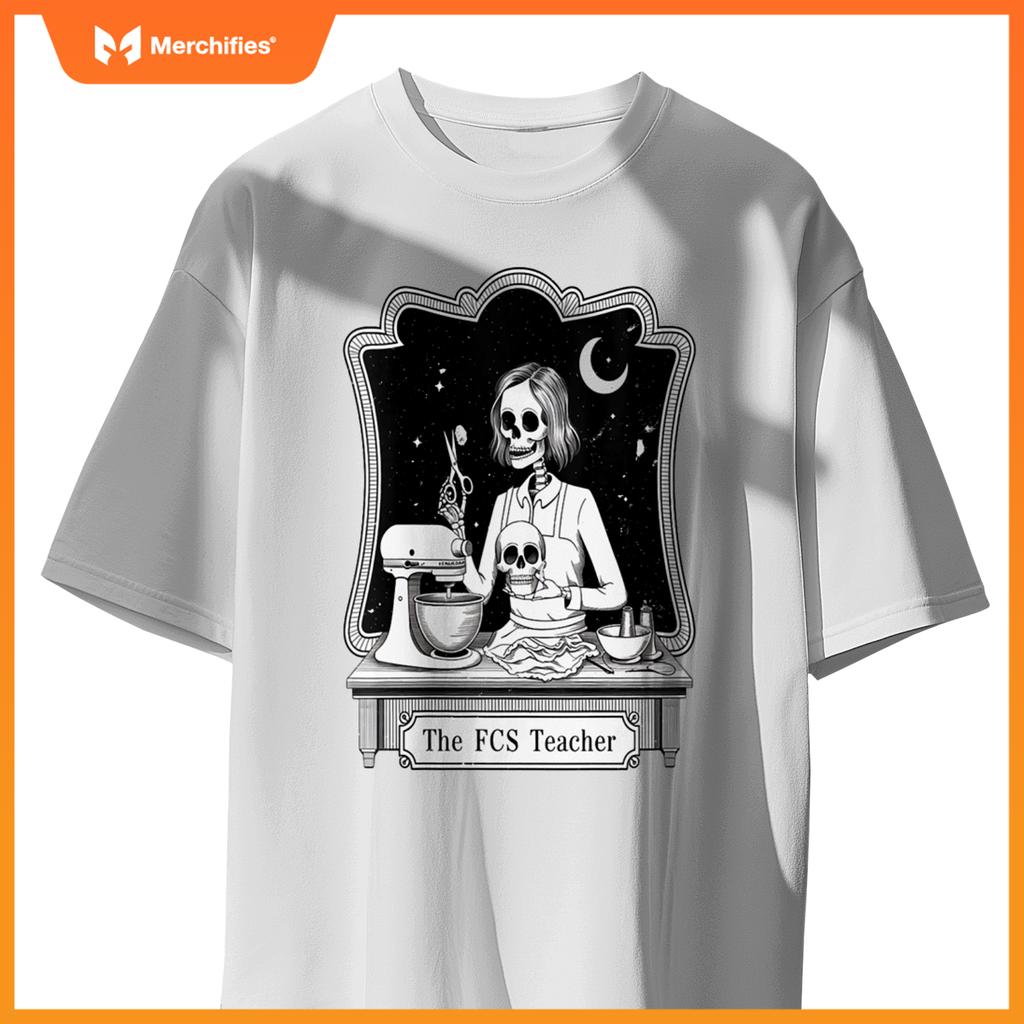 Womens Funny FCS Teacher Skeleton Halloween Baking Humor