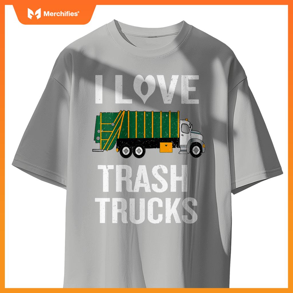 Womens Garbage Truck with I Love Trash Saying V-Neck T-Shirt