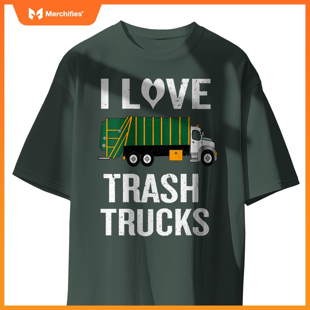 Womens Garbage Truck with I Love Trash Saying V-Neck T-Shirt