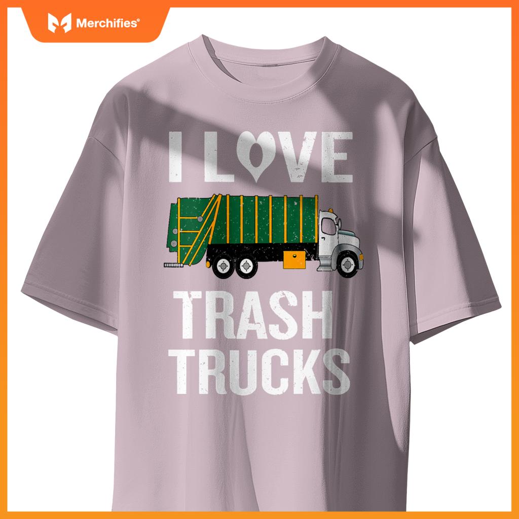 Womens Garbage Truck with I Love Trash Saying V-Neck T-Shirt