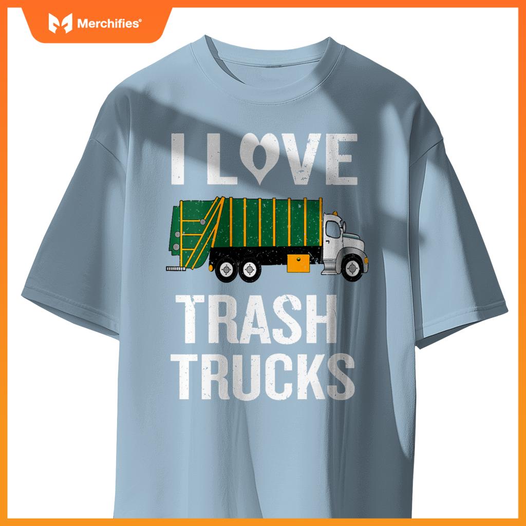 Womens Garbage Truck with I Love Trash Saying V-Neck T-Shirt