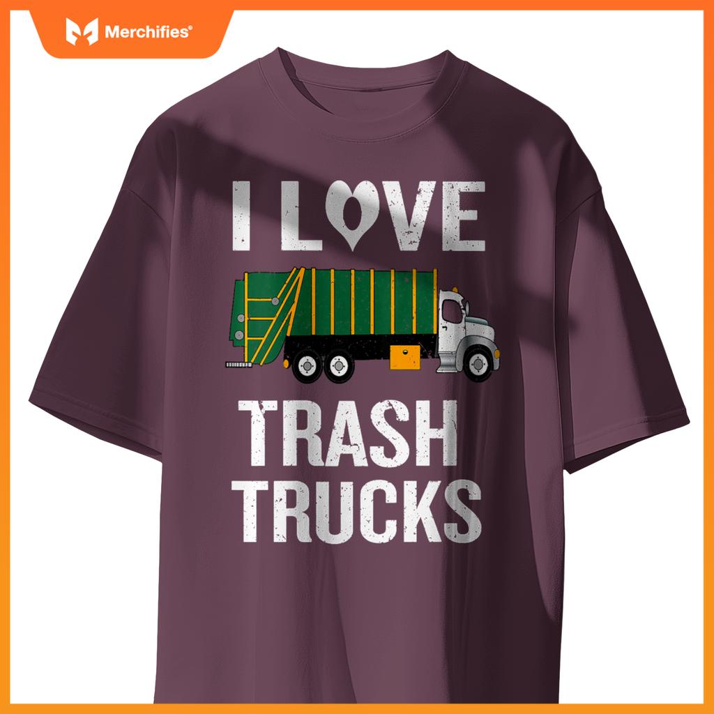 Womens Garbage Truck with I Love Trash Saying V-Neck T-Shirt