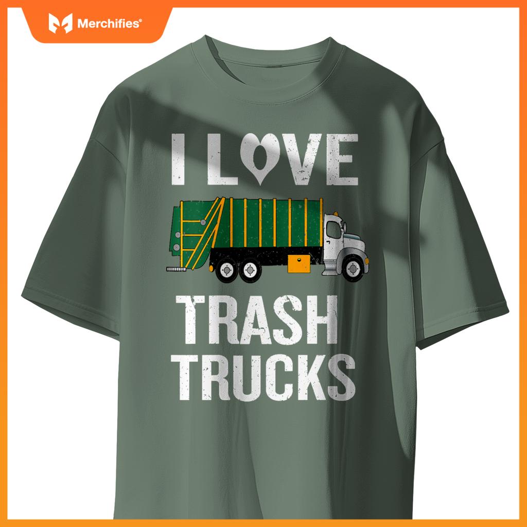 Womens Garbage Truck with I Love Trash Saying V-Neck T-Shirt
