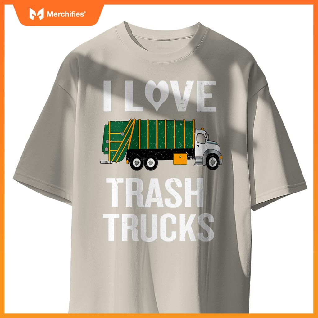 Womens Garbage Truck with I Love Trash Saying V-Neck T-Shirt
