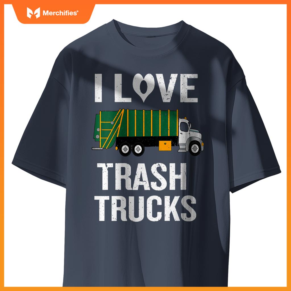 Womens Garbage Truck with I Love Trash Saying V-Neck T-Shirt