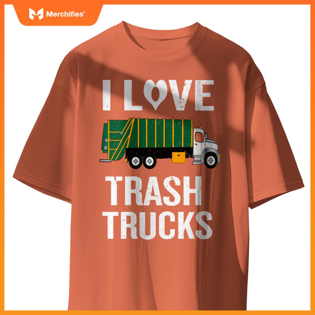 Womens Garbage Truck with I Love Trash Saying V-Neck T-Shirt