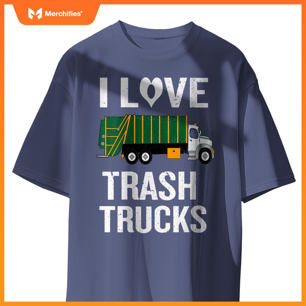 Womens Garbage Truck with I Love Trash Saying V-Neck T-Shirt