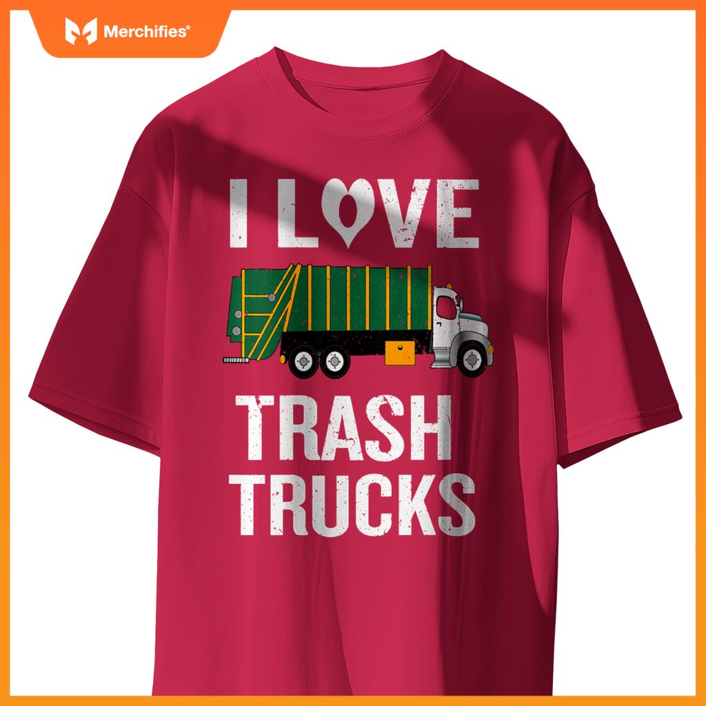 Womens Garbage Truck with I Love Trash Saying V-Neck T-Shirt