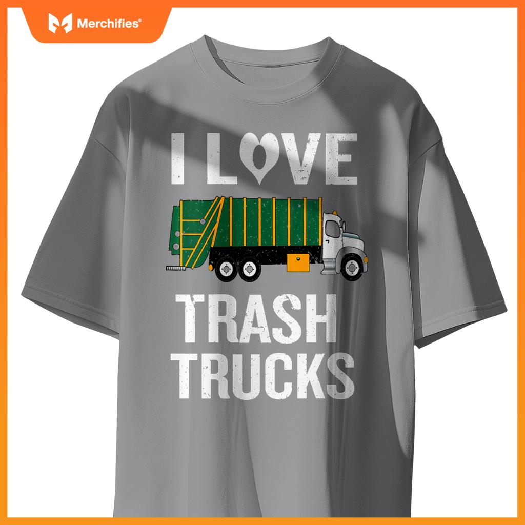 Womens Garbage Truck with I Love Trash Saying V-Neck T-Shirt