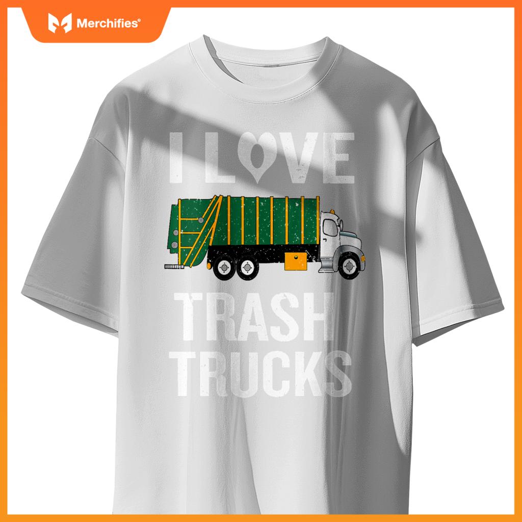 Womens Garbage Truck with I Love Trash Saying V-Neck T-Shirt