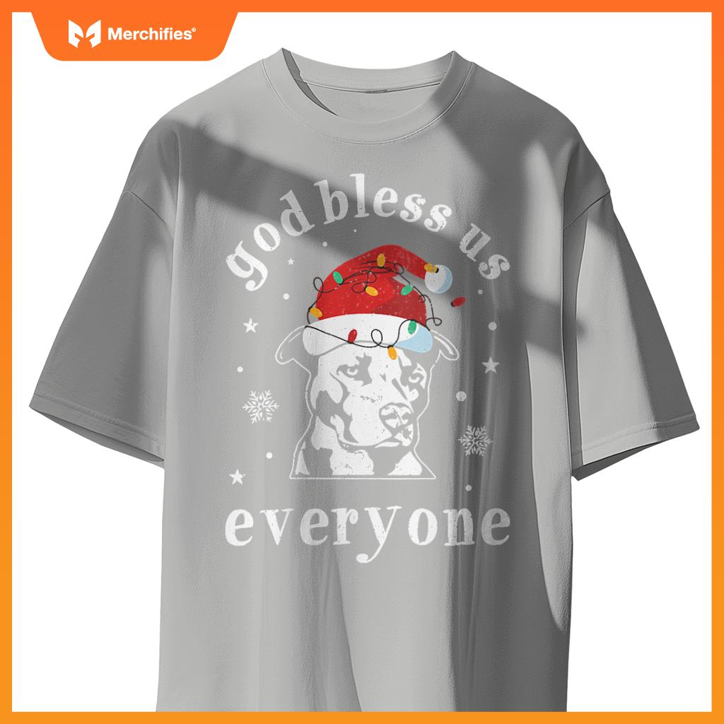 Womens God Bless Us Everyone Dog V-Neck T-Shirt