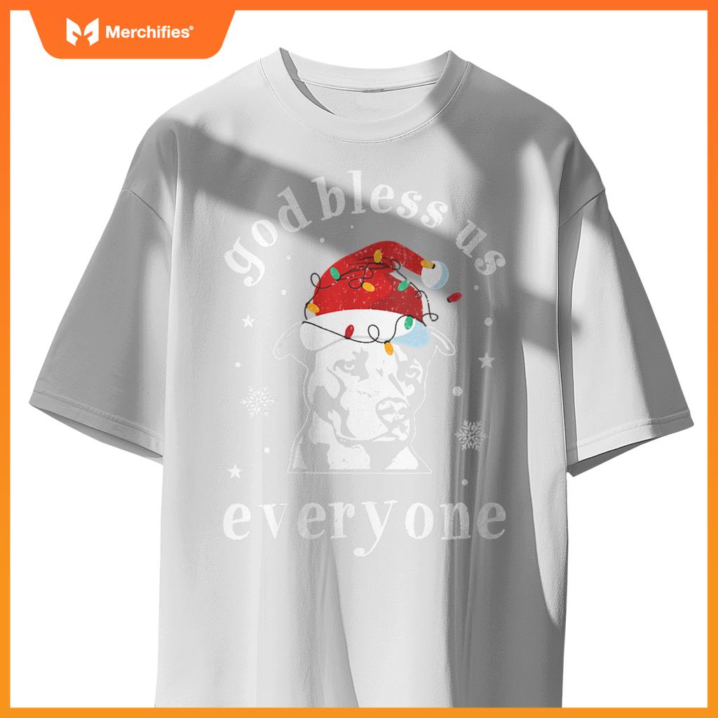 Womens God Bless Us Everyone Dog V-Neck T-Shirt