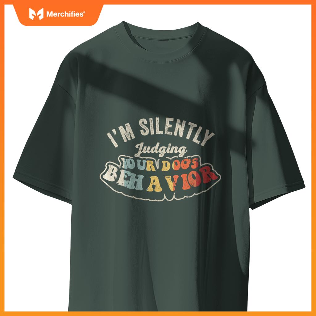 Womens I'm Silently Judging Your Dog's Behavior Quirky Statement V-Neck T-Shirt