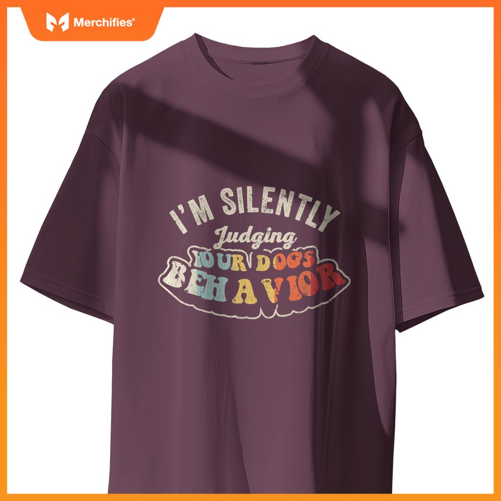 Womens I'm Silently Judging Your Dog's Behavior Quirky Statement V-Neck T-Shirt