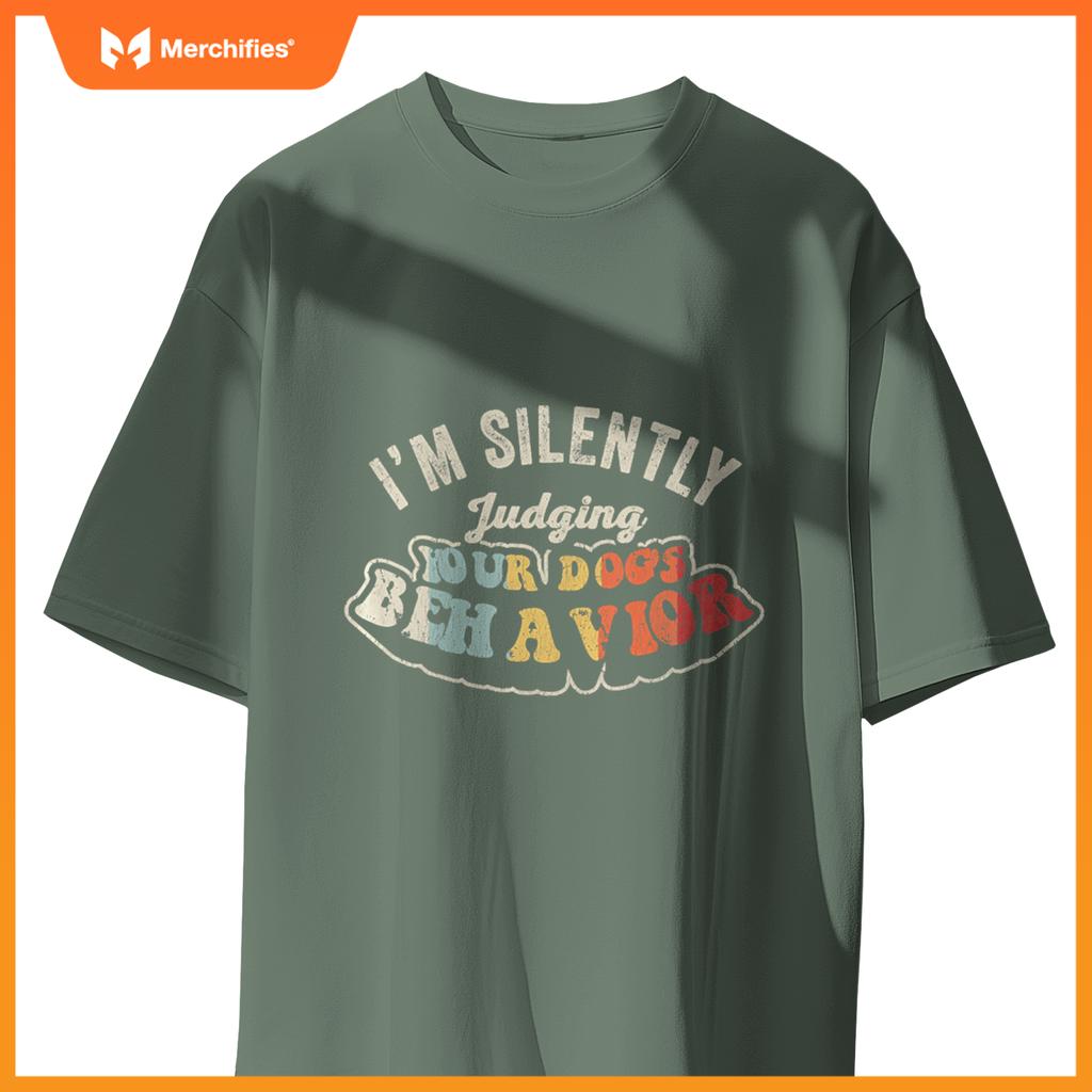 Womens I'm Silently Judging Your Dog's Behavior Quirky Statement V-Neck T-Shirt