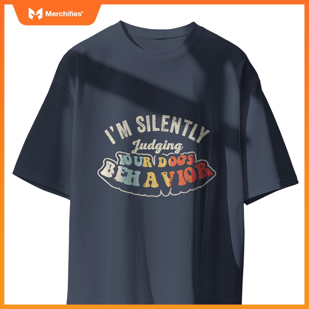 Womens I'm Silently Judging Your Dog's Behavior Quirky Statement V-Neck T-Shirt