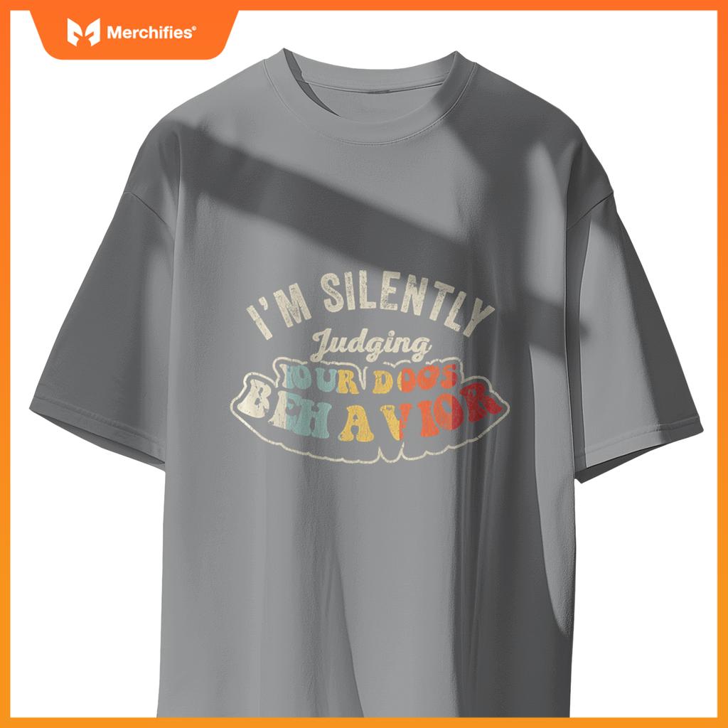 Womens I'm Silently Judging Your Dog's Behavior Quirky Statement V-Neck T-Shirt