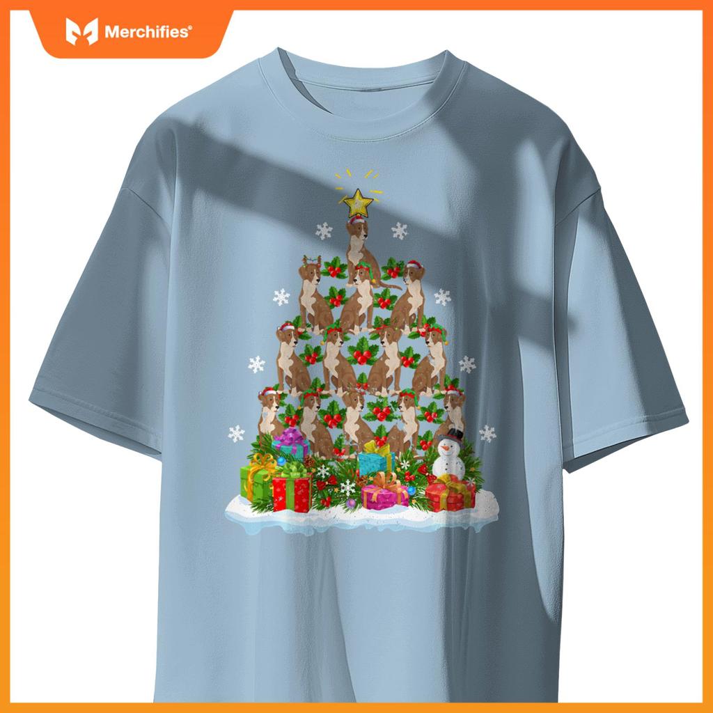Xmas Decoration Santa Bloodhound Dog Christmas Tree T-Shirt