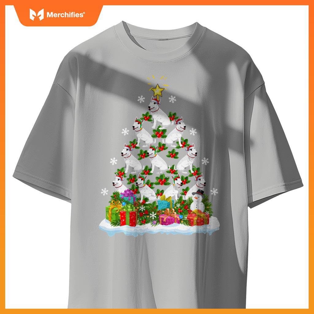 Xmas Decoration Santa Bull Terrier Dog Christmas Tree T-Shirt