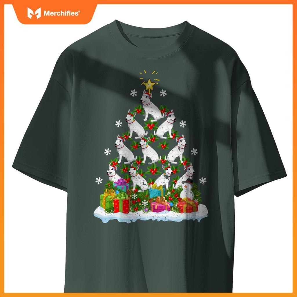 Xmas Decoration Santa Bull Terrier Dog Christmas Tree T-Shirt