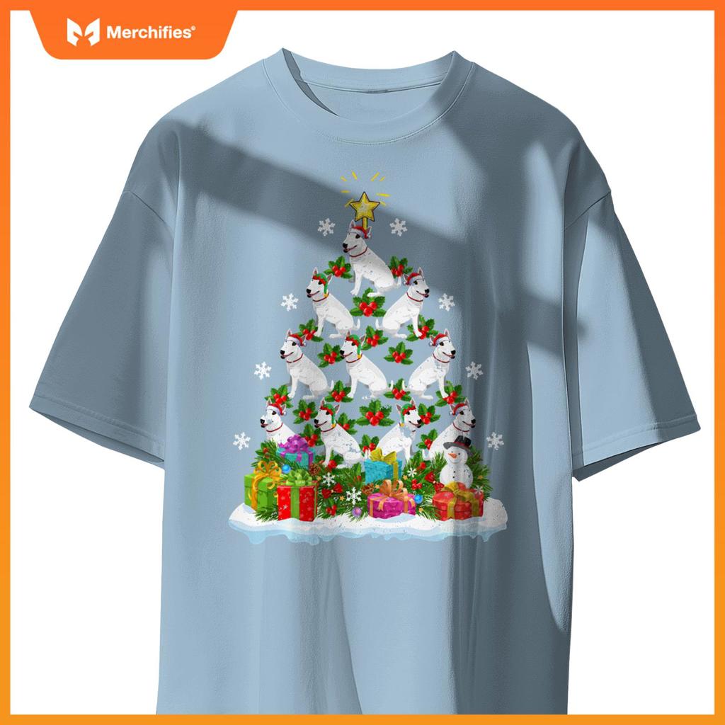 Xmas Decoration Santa Bull Terrier Dog Christmas Tree T-Shirt