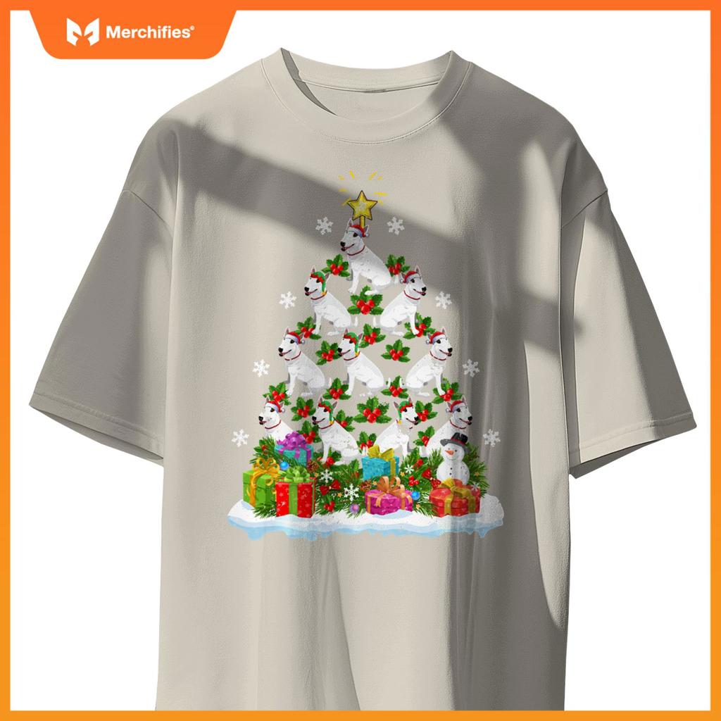 Xmas Decoration Santa Bull Terrier Dog Christmas Tree T-Shirt