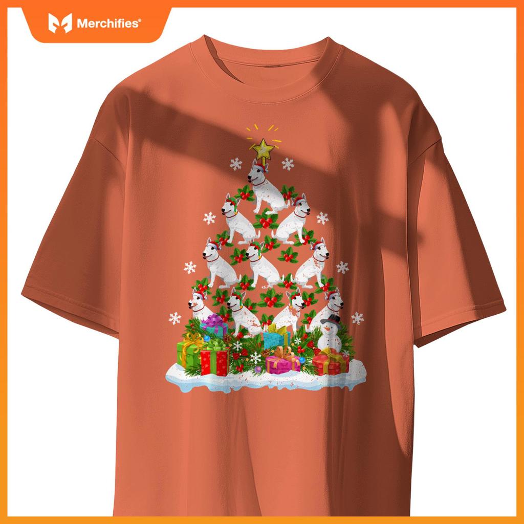 Xmas Decoration Santa Bull Terrier Dog Christmas Tree T-Shirt