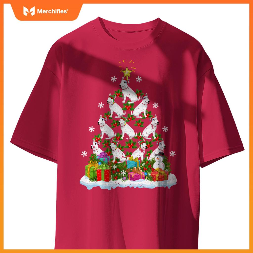 Xmas Decoration Santa Bull Terrier Dog Christmas Tree T-Shirt