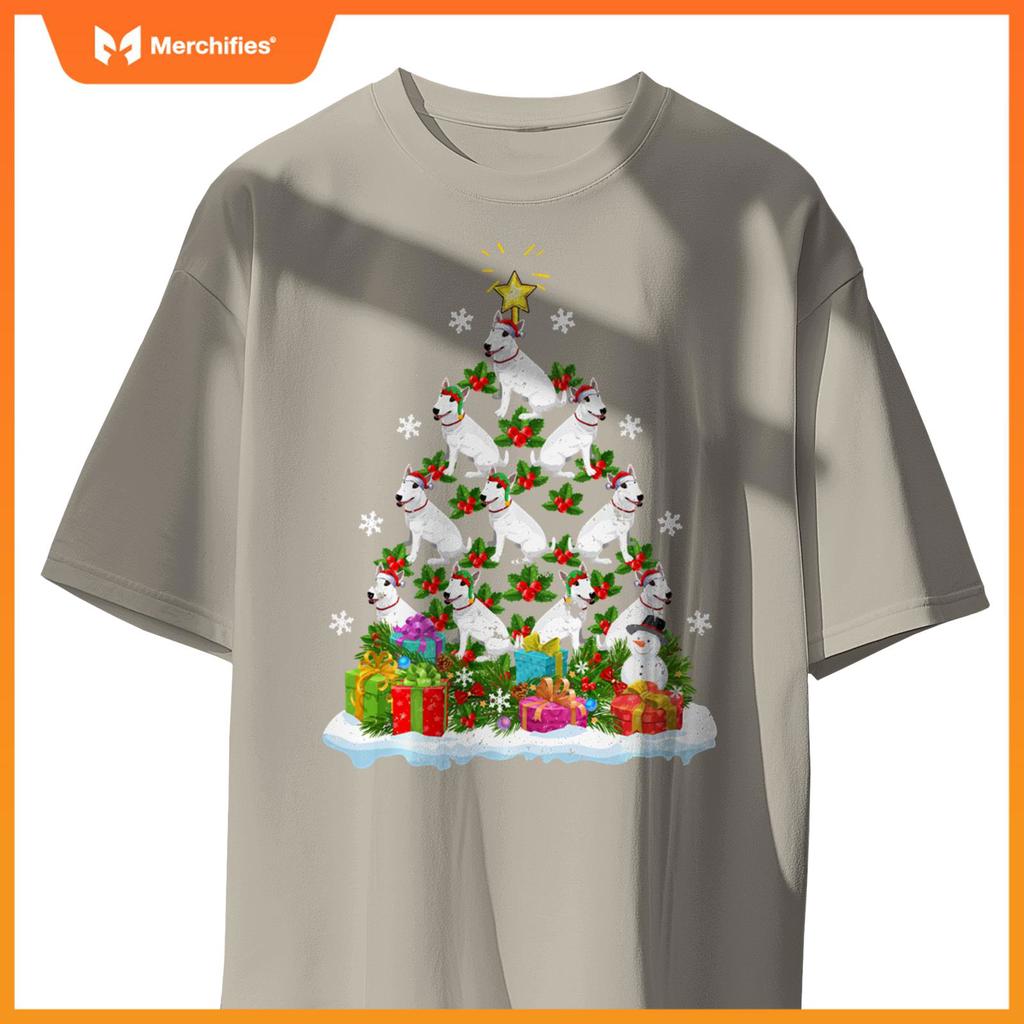 Xmas Decoration Santa Bull Terrier Dog Christmas Tree T-Shirt