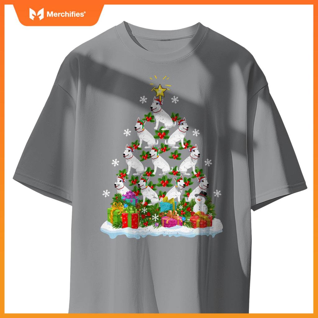 Xmas Decoration Santa Bull Terrier Dog Christmas Tree T-Shirt