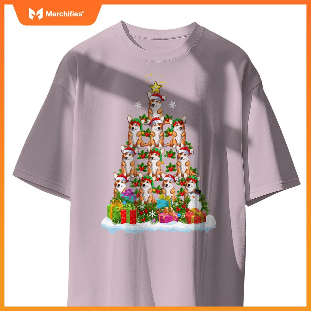Xmas Decoration Santa Corgi Dog Christmas Tree T-Shirt