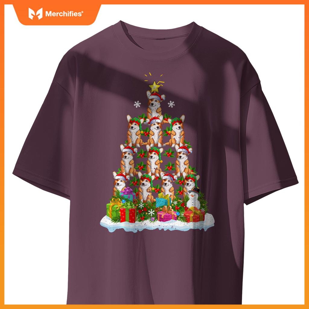 Xmas Decoration Santa Corgi Dog Christmas Tree T-Shirt