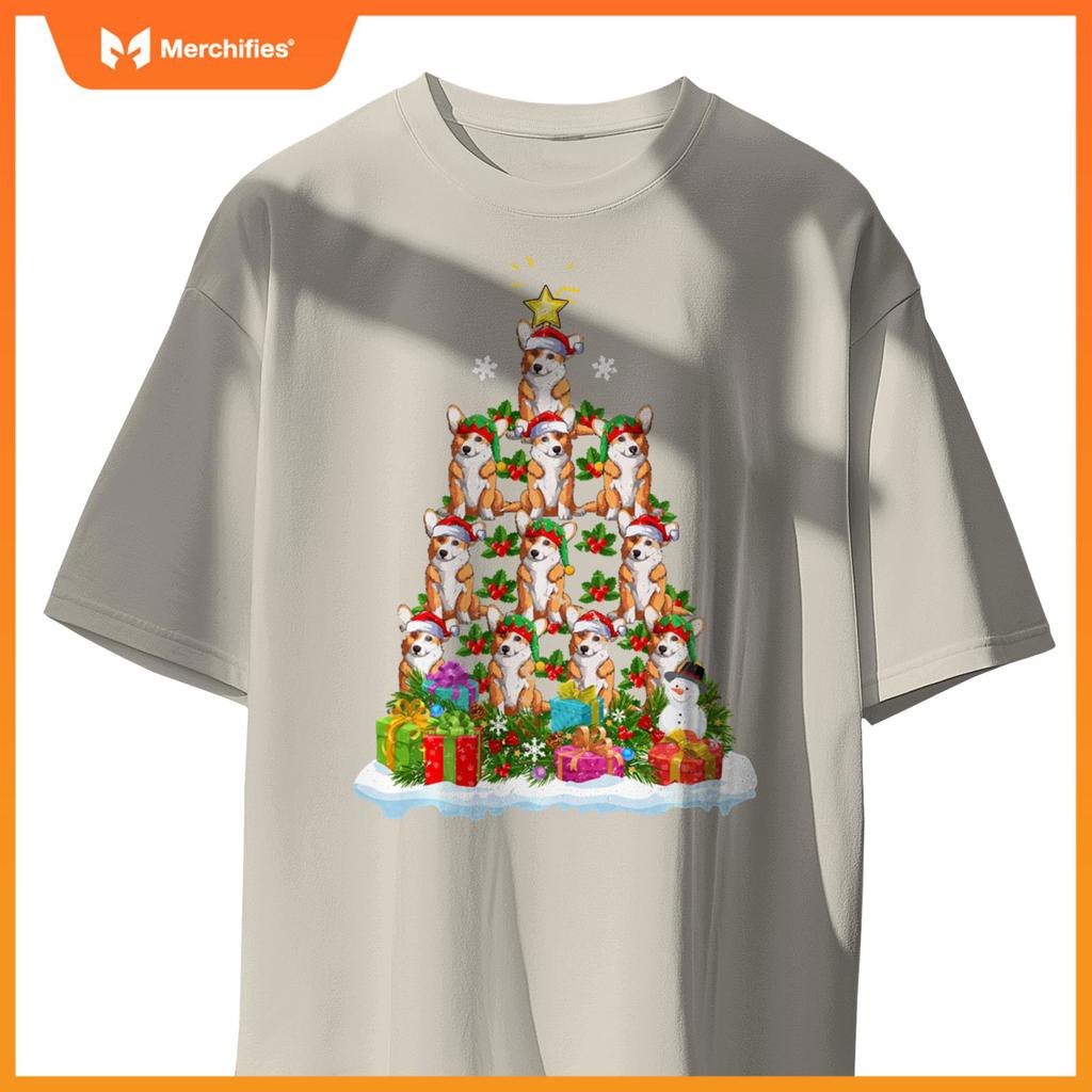 Xmas Decoration Santa Corgi Dog Christmas Tree T-Shirt