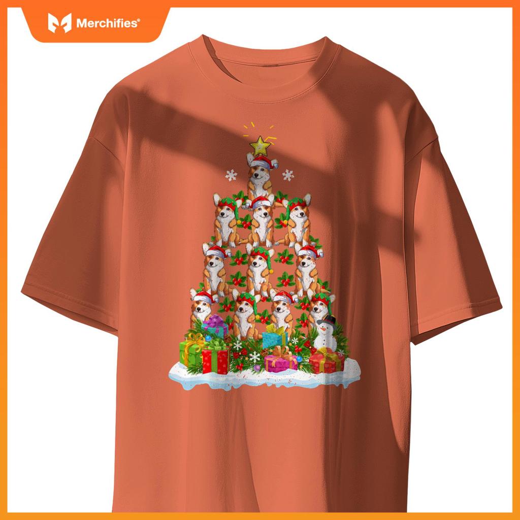 Xmas Decoration Santa Corgi Dog Christmas Tree T-Shirt