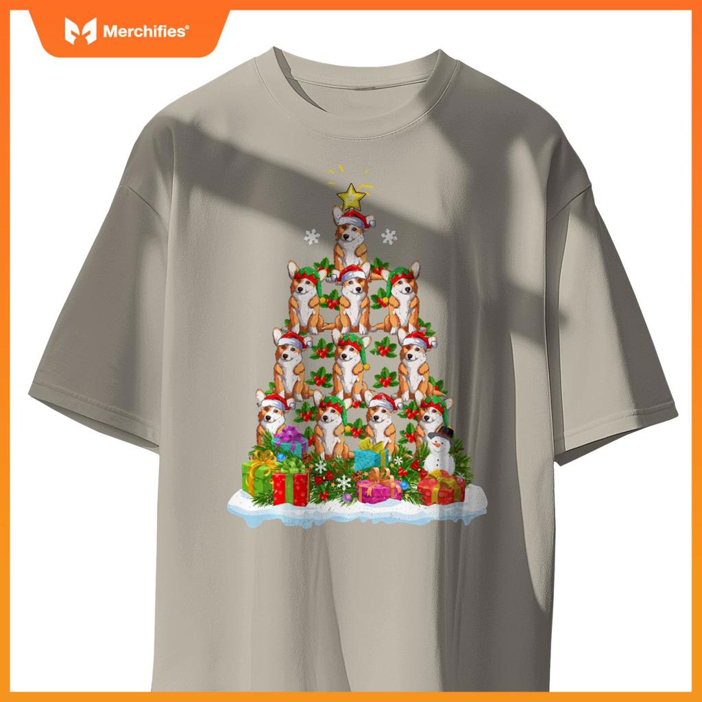 Xmas Decoration Santa Corgi Dog Christmas Tree T-Shirt